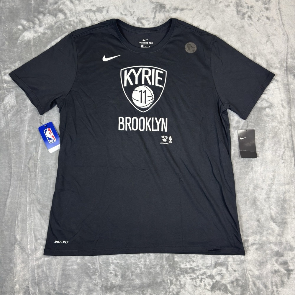NWT Nike Dri-Fit T-Shirt KYRIE IRVING Brooklyn Nets #11 NBA New Black Mens XL